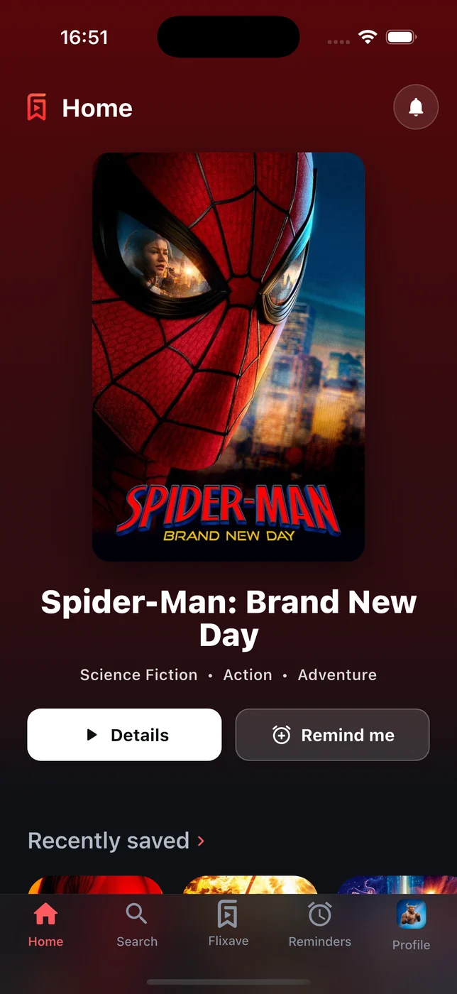 flixave home screen on iPhone